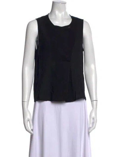 Pre-owned Raquel Allegra Crew Neck Sleeveless Top In Black