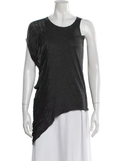 Pre-owned Raquel Allegra Crew Neck Sleeveless Top In Gray