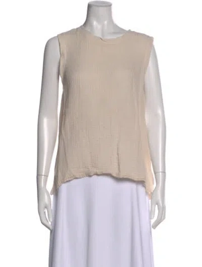 Pre-owned Raquel Allegra Crew Neck Sleeveless Top In Neutral