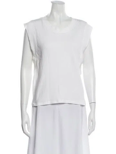 Pre-owned Raquel Allegra Crew Neck Sleeveless T-shirt In White