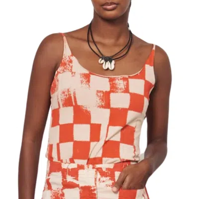 Raquel Allegra Dakar Tank Top In Camel & Tomato In Multi