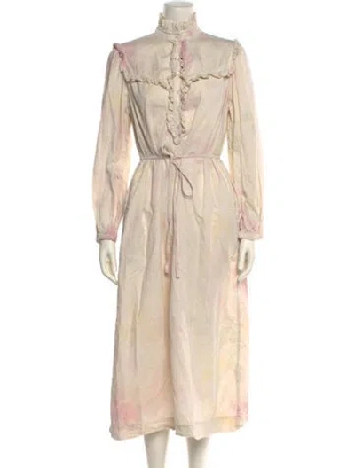 Pre-owned Raquel Allegra Floral Print Long Dress In Multi