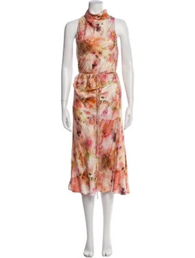 Pre-owned Raquel Allegra Floral Print Midi Length Dress In Multi