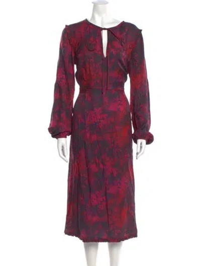 Pre-owned Raquel Allegra Floral Print Midi Length Dress In Pink