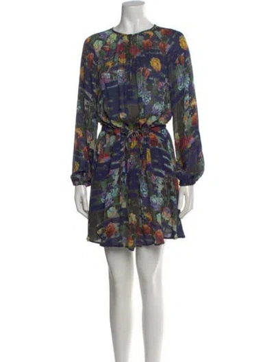 Pre-owned Raquel Allegra Floral Print Mini Dress In Blue