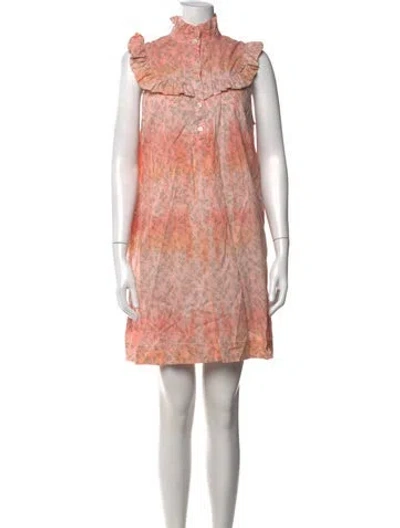 Pre-owned Raquel Allegra Floral Print Mini Dress In Orange