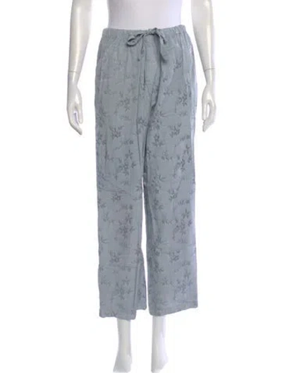 Pre-owned Raquel Allegra Floral Print Straight Leg Pants In Blue