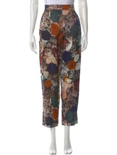 Pre-owned Raquel Allegra Floral Print Straight Leg Pants W/ Tags