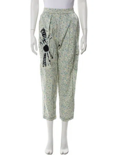 Pre-owned Raquel Allegra Floral Print Straight Leg Pants W/ Tags In Blue