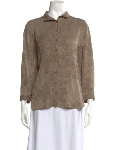 Pre-owned Raquel Allegra Floral Print Three-quarter Sleeve Blouse In Neutral