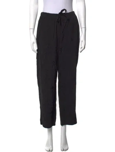 Pre-owned Raquel Allegra Floral Print Wide Leg Pants In Black