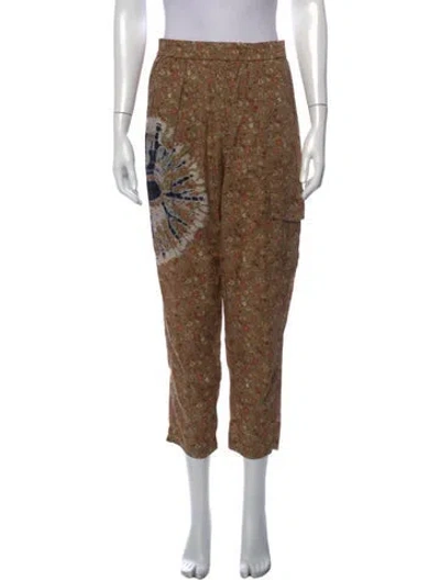 Pre-owned Raquel Allegra Floral Print Wide Leg Pants In Neutrals