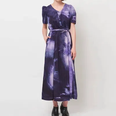 Raquel Allegra Flutter Maxi Dress In Cosmic Eggplant In Purple