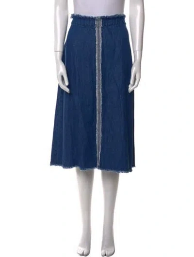 Pre-owned Raquel Allegra Fringe Trim Accent Knee-length Skirt In Black