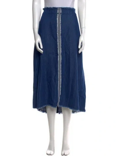 Pre-owned Raquel Allegra Fringe Trim Accent Midi Length Skirt In Black