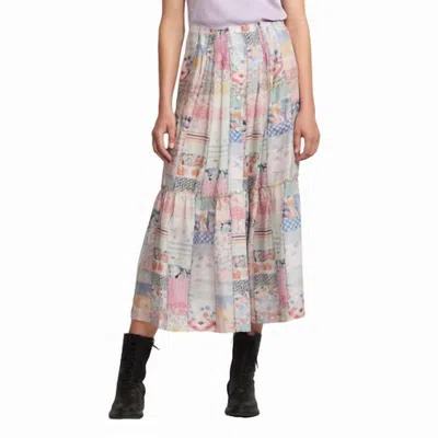 Raquel Allegra Garden Midi Skirt In Diary Patchwork In Multi