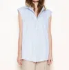 Raquel Allegra Gardener Stripe Shirt In Blue In Blue