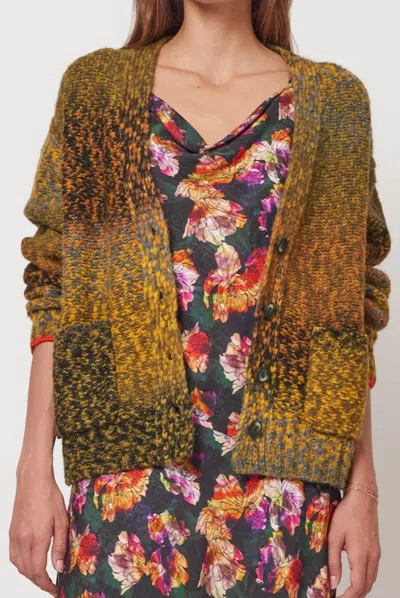 Raquel Allegra Grandpa's Long Sleeve Cardigan In Olive In Green