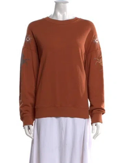 Pre-owned Raquel Allegra Graphic Print Crew Neck Sweatshirt In Brown