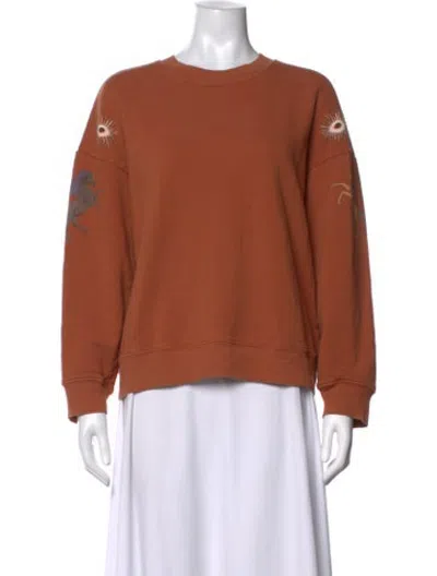 Pre-owned Raquel Allegra Graphic Print Crew Neck Sweatshirt In Brown