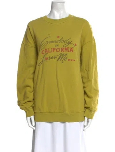 Pre-owned Raquel Allegra Graphic Print Crew Neck Sweatshirt In Green