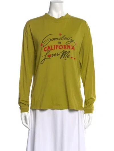 Pre-owned Raquel Allegra Graphic Print Crew Neck Sweatshirt In Green