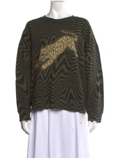 Pre-owned Raquel Allegra Graphic Print Crew Neck Sweatshirt In Green