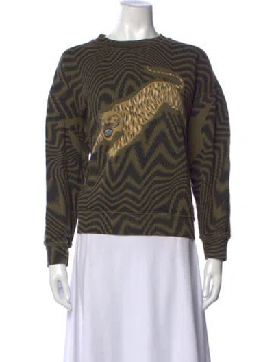 Pre-owned Raquel Allegra Graphic Print Crew Neck Sweatshirt In Green