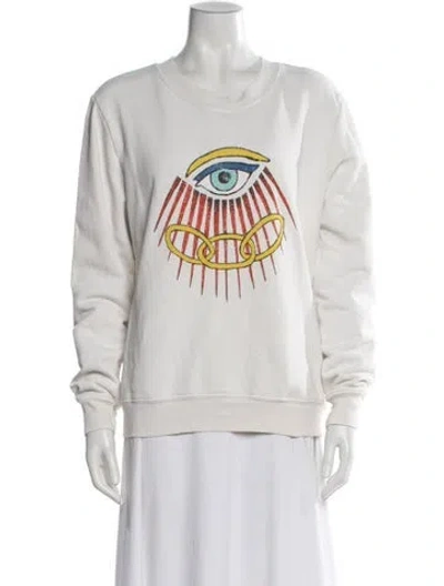 Pre-owned Raquel Allegra Graphic Print Crew Neck Sweatshirt In White