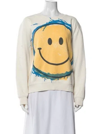 Pre-owned Raquel Allegra Graphic Print Crew Neck Sweatshirt In White