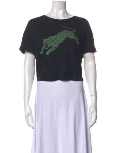 Pre-owned Raquel Allegra Graphic Print Crew Neck T-shirt In Black