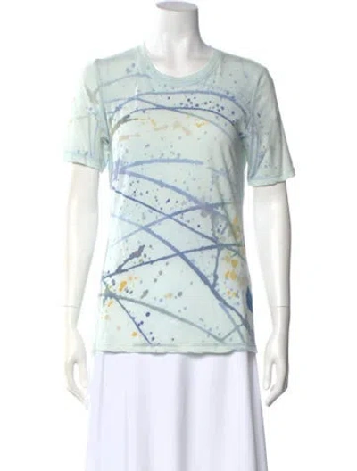 Pre-owned Raquel Allegra Graphic Print Crew Neck T-shirt In Blue
