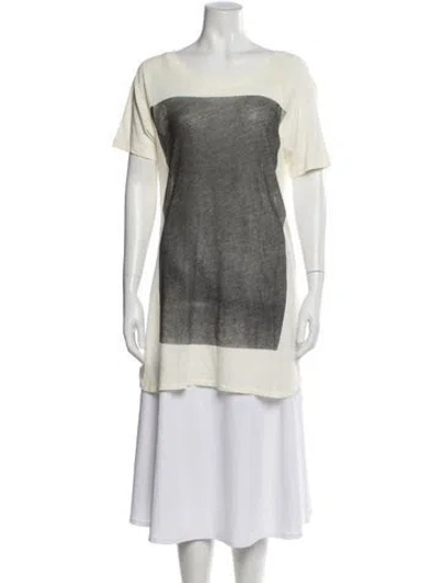 Pre-owned Raquel Allegra Graphic Print Crew Neck T-shirt In Gray