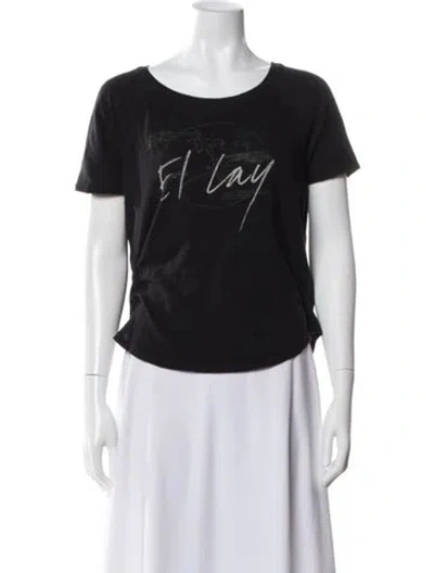 Pre-owned Raquel Allegra Graphic Print Crew Neck T-shirt In Gray