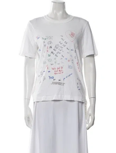 Pre-owned Raquel Allegra Graphic Print Crew Neck T-shirt In Neutrals