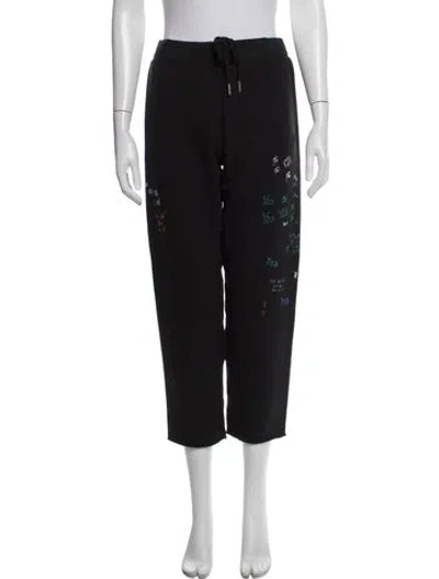 Pre-owned Raquel Allegra Graphic Print Tassel Accents Sweatpants In Black