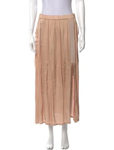 Pre-owned Raquel Allegra Grosgrain Trim Midi Length Skirt In Neutral