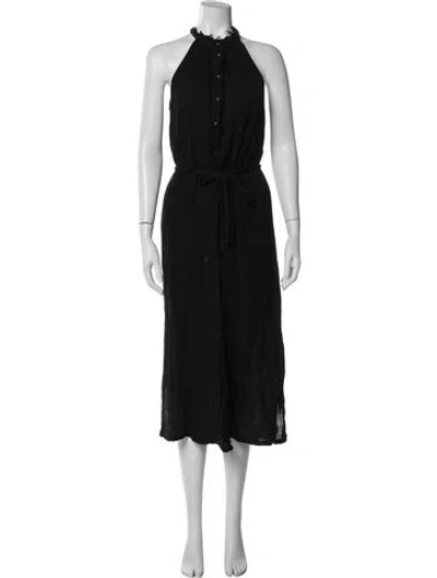 Pre-owned Raquel Allegra Halterneck Long Dress In Black