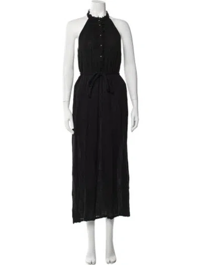 Pre-owned Raquel Allegra Halterneck Long Dress In Black