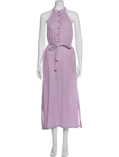 Pre-owned Raquel Allegra Halterneck Long Dress In Purple