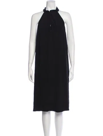 Pre-owned Raquel Allegra Halterneck Midi Length Dress In Black