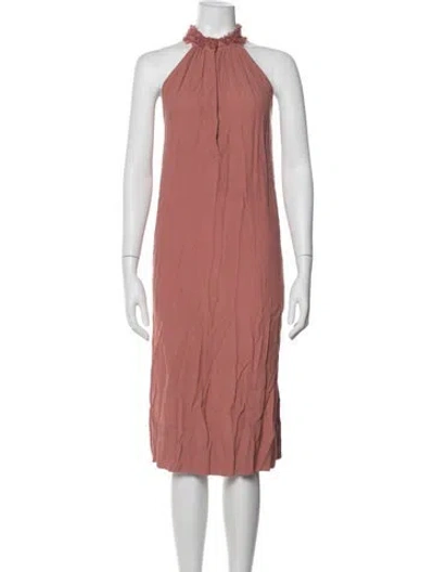Pre-owned Raquel Allegra Halterneck Midi Length Dress In Pink