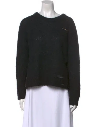 Pre-owned Raquel Allegra Kid Mohair Crew Neck Sweater In Black