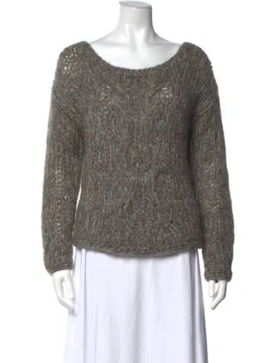Pre-owned Raquel Allegra Kid Mohair Patterned Sweater In Grey/neutrals