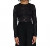 Raquel Allegra Lace Elise Long Sleeve Top In Black In Black