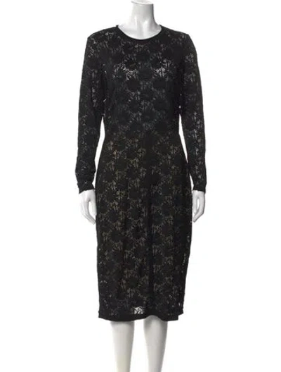 Pre-owned Raquel Allegra Lace Pattern Knee-length Dress In Black
