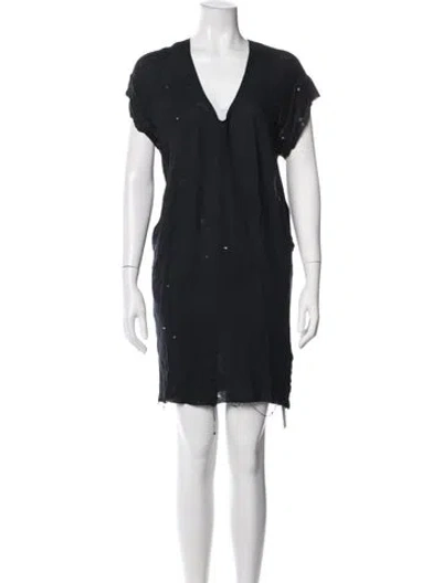 Pre-owned Raquel Allegra Leather Trim Embellishment Nightgown In Black
