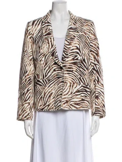 Pre-owned Raquel Allegra Linen Animal Print Blazer W/ Tags In Multi