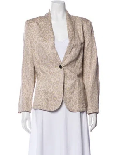 Pre-owned Raquel Allegra Linen Animal Print Evening Jacket W/ Tags In Neutral