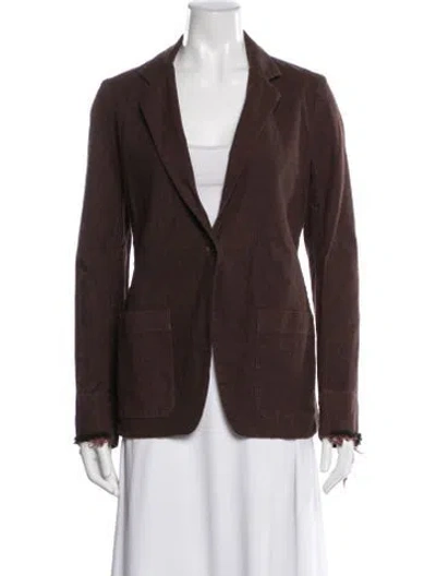 Pre-owned Raquel Allegra Linen Blazer In Burgundy